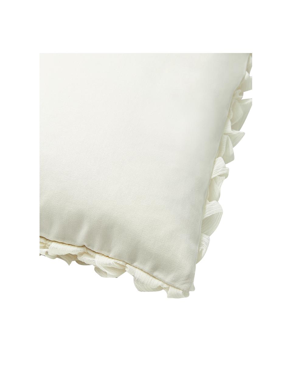 Housse de coussin à volants ivoire Rosalia, Blanc, larg. 45 x long. 45 cm