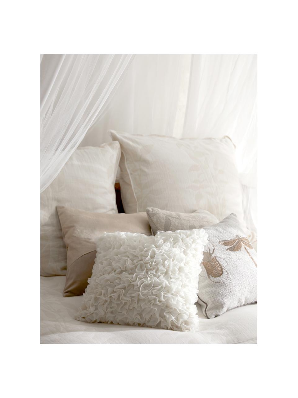 Poszewka na poduszkę z falbankami Rosalia, Biały, S 45 x D 45 cm
