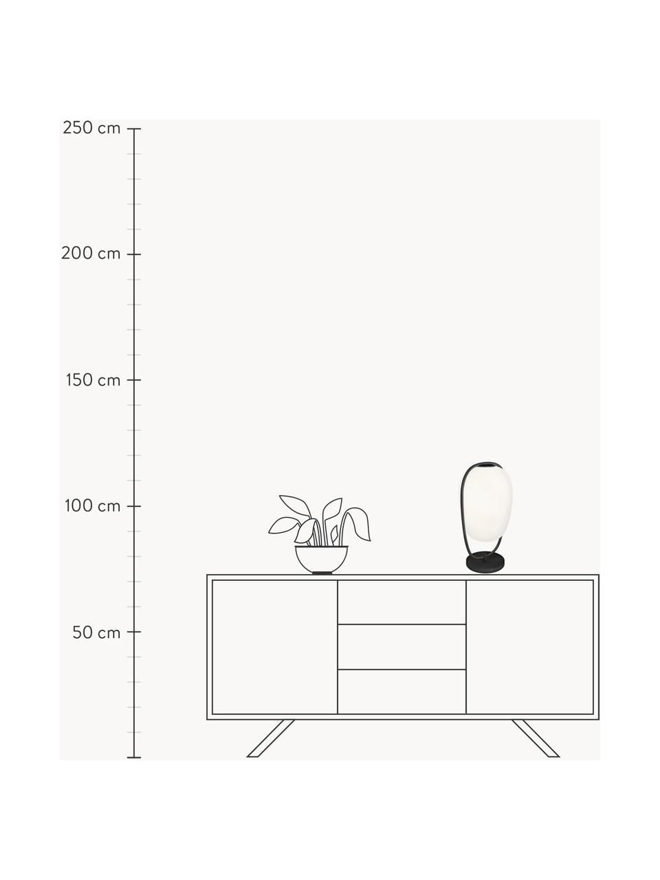 Tischlampe Lanna mit Diffusorscheibe, mundgeblasen, Lampenschirm: Glas, mundgeblasen, Schwarz, Ø 22 x H 40 cm