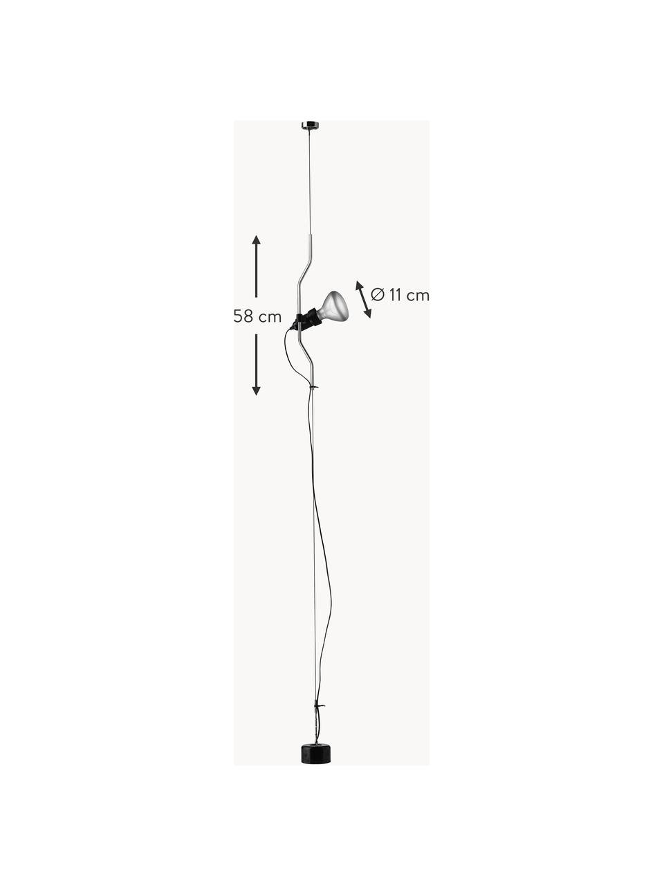 Kleine hanglamp Parentesi, dimbaar, Staal, gecoat, Zilverkleurig, Ø 11 x H 58 cm