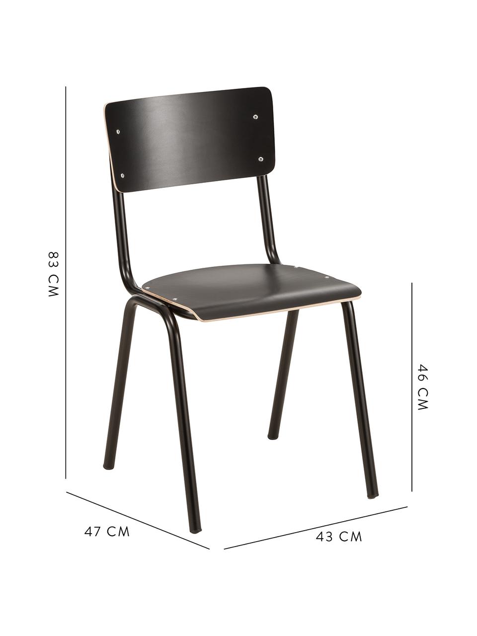 Krzesło Back to School, 4 szt., Nogi: metal malowany proszkowo, Czarny, 43 x 83 cm
