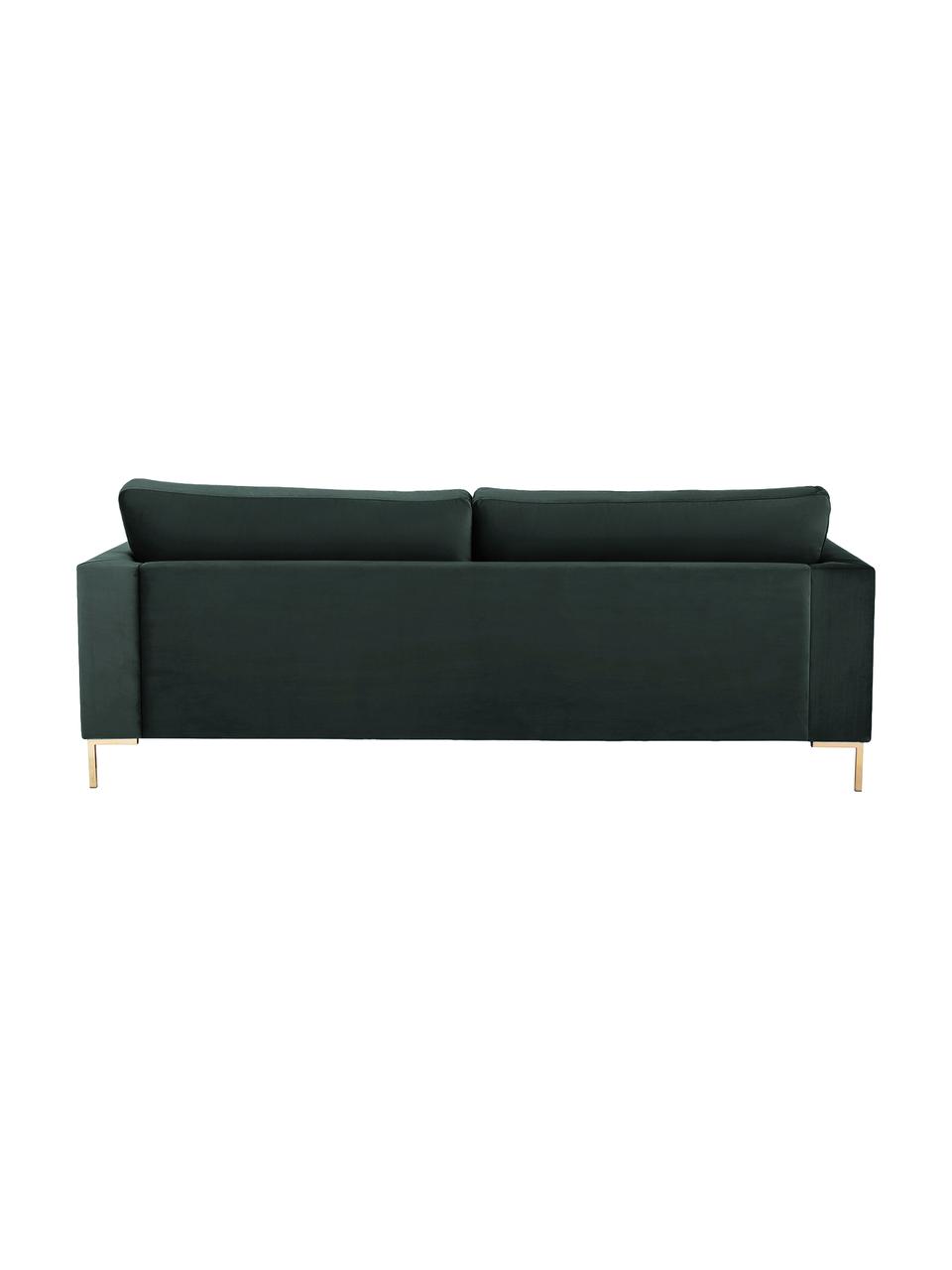Divano 3 posti in velluto Luna, Rivestimento: velluto (poliestere) Con , Struttura: legno di faggio massiccio, Piedini: metallo zincato, Velluto verde scuro, Larg. 230 x Prof. 95 cm