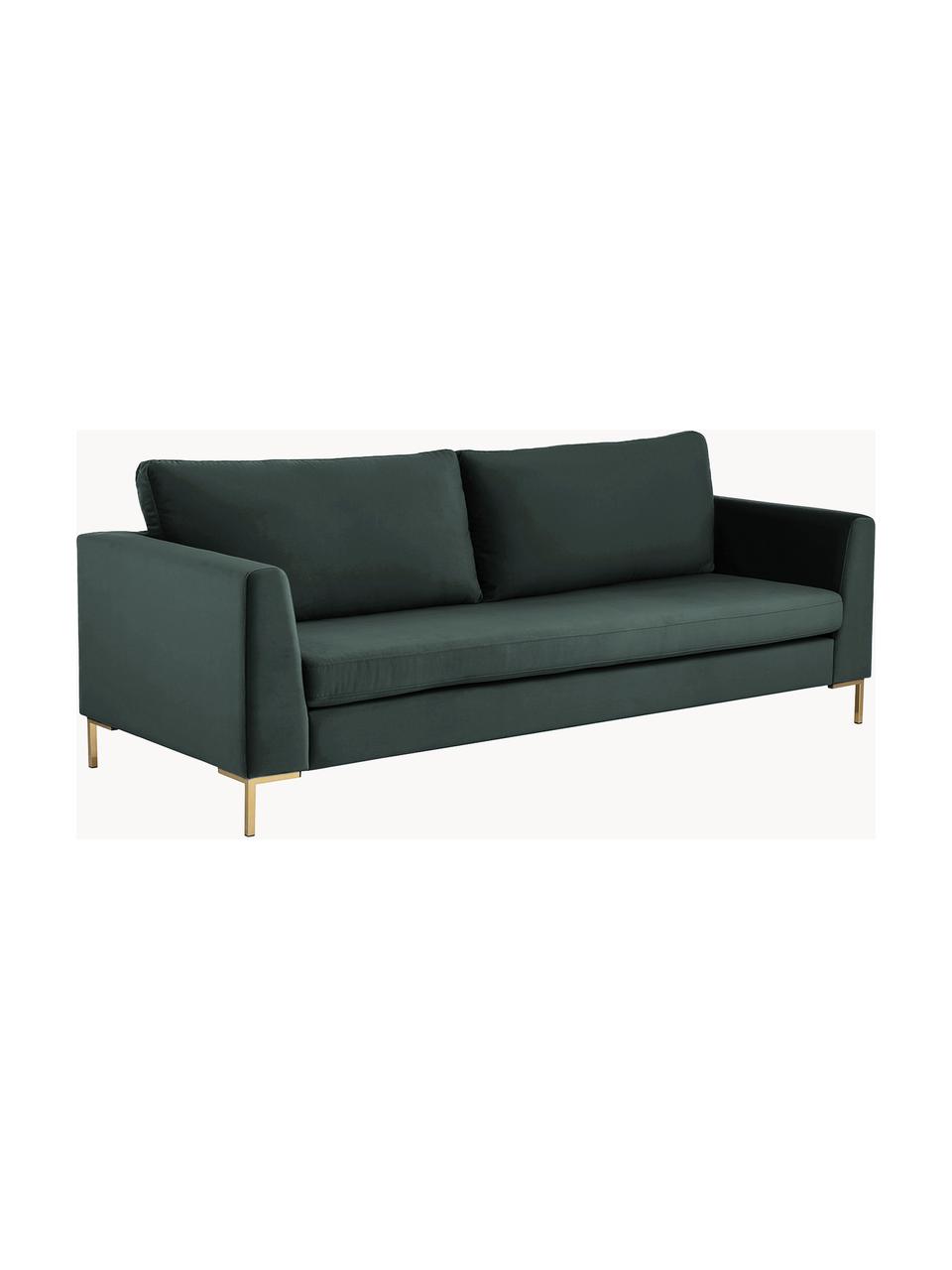 Samt-Sofa Luna (3-Sitzer), Bezug: Samt (100 % Polyester), O, Gestell: Massives Buchenholz, Schi, Samt Dunkelgrün, B 230 x T 95 cm