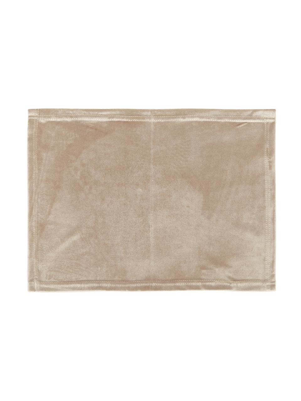 Fluwelen placemats Nicole in beige, 2 stuks, 100% polyester fluweel, Beige, B 35 x L 45 cm