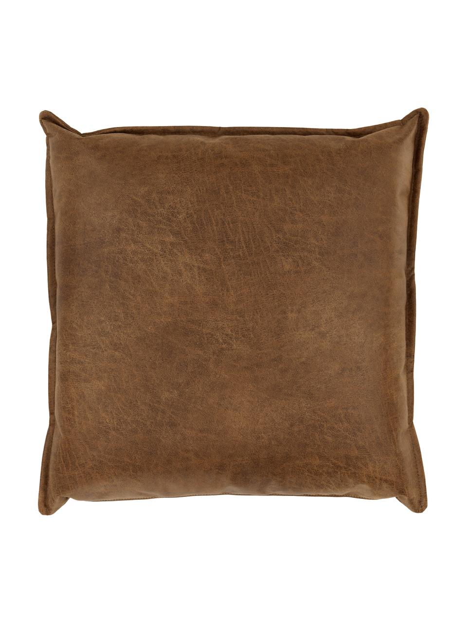 Cojín de cuero reciclado para sofá Lennon, Tapizado: cuero reciclado (70% cuer, Marrón, An 60 x L 60 cm