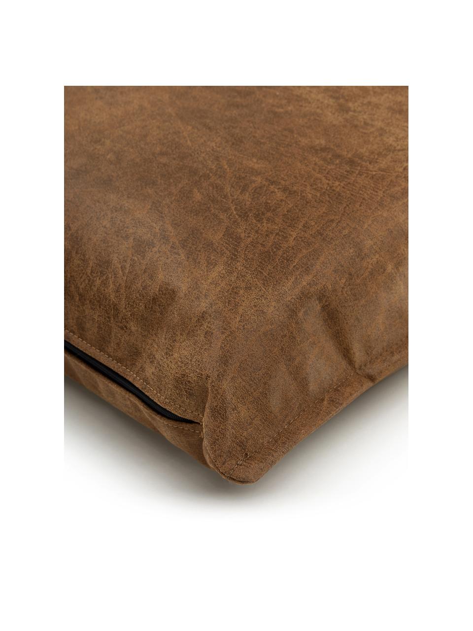 Cuscino arredo in pelle riciclata Lennon, Rivestimento: Pelle riciclata (70% pell, Pelle marrone, Larg. 60 x Lung. 60 cm