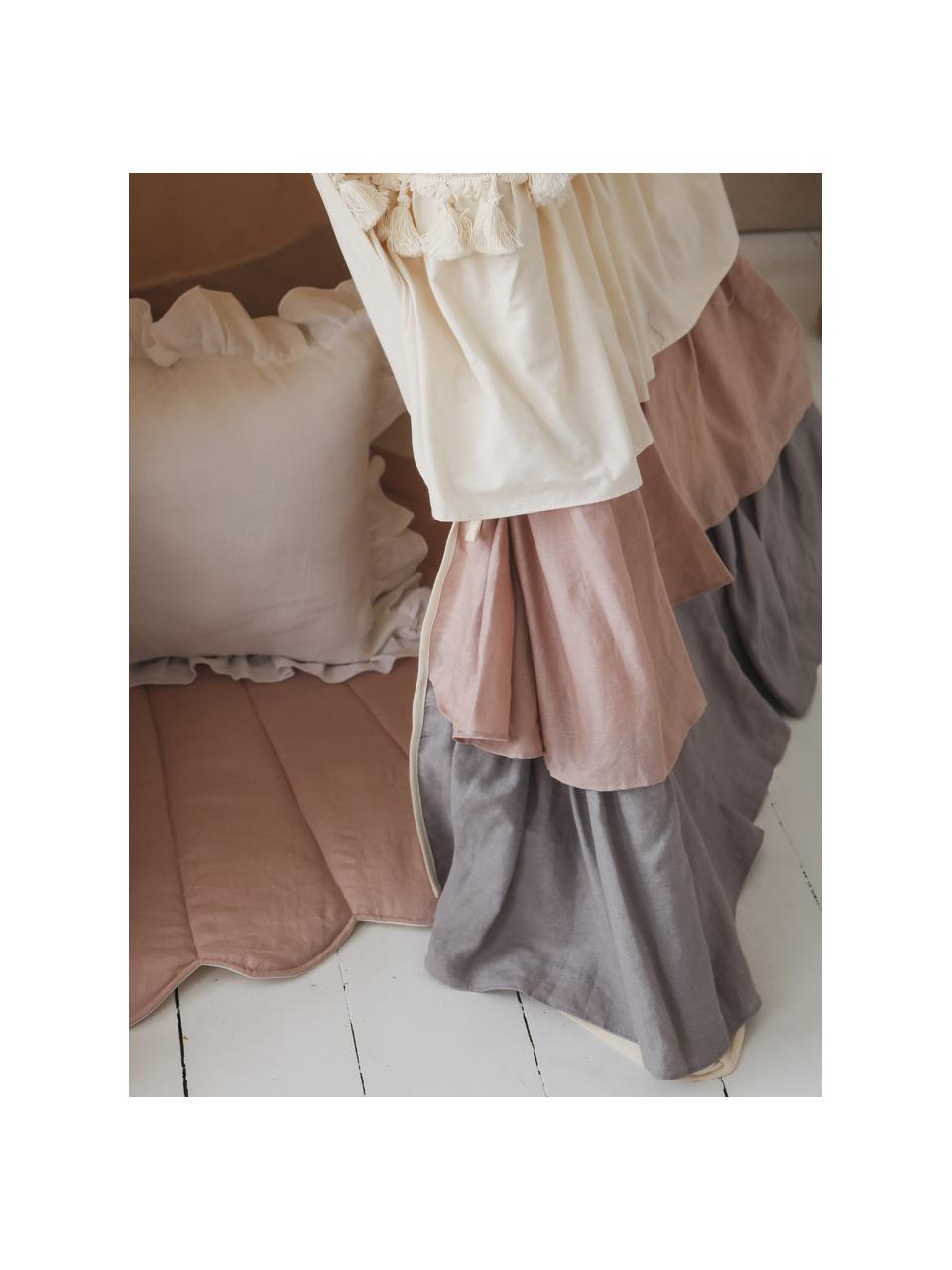 Dětské teepee s volánky a růžovou podložkou Frills, Len, bavlna, Krémově bílá, odstíny růžové, Š 120 cm, V 180 cm