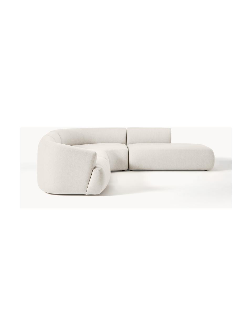 Canapé d'angle modulable 4 places Sofia, Tissu blanc crème, larg. 318 x prof. 298 cm, méridienne à droite