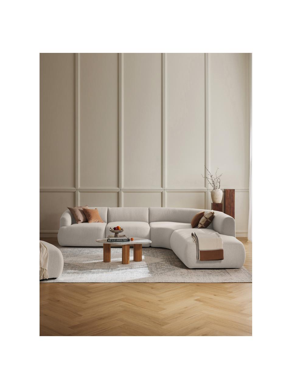 Canapé d'angle modulable 4 places Sofia, Tissu blanc crème, larg. 319 x prof. 298 cm, méridienne à droite
