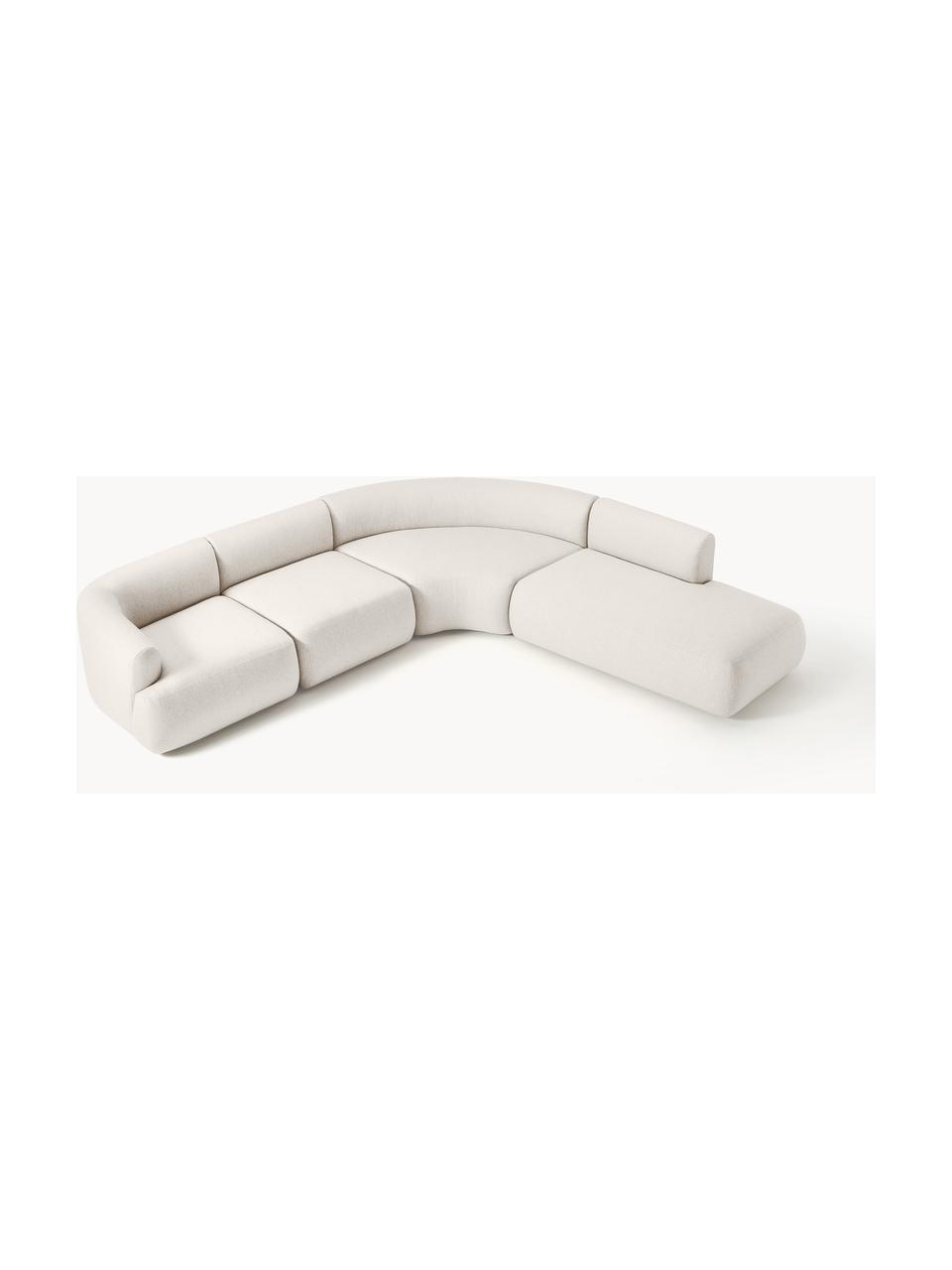 Modulares Ecksofa Sofia (4-Sitzer), Bezug: 100 % Polypropylen Der ho, Gestell: Fichtenholz, Spanplatte, , Füße: Kunststoff Das in diesem , Webstoff Cremeweiß, B 319 x T 298 cm, Eckteil rechts