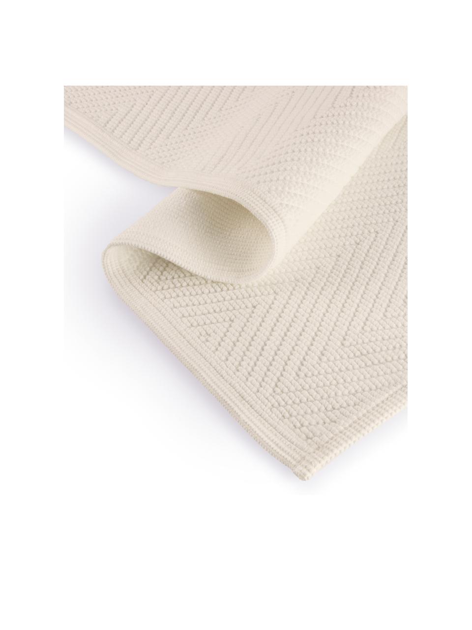 Badvorleger Soft Cotton mit Fischgrätmuster, 100% Baumwolle, Hellbeige, 60 x 100 cm