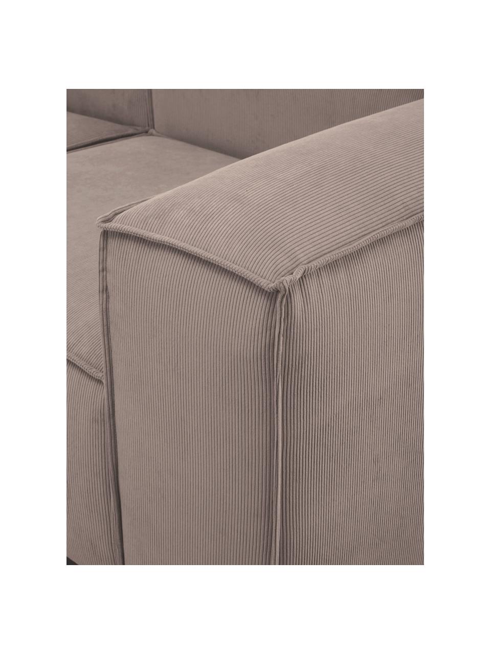 Canapé modulable 3 places en velours côtelé Lennon, Velours côtelé brun, larg. 238 x prof. 119 cm