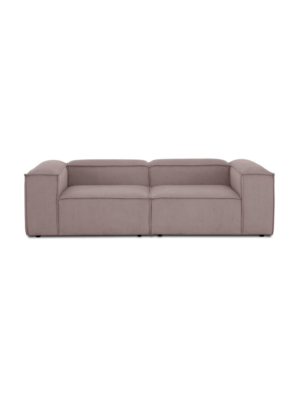 Sofa modułowa ze sztruksu Lennon (3-osobowa), Tapicerka: sztruks (92% poliester, 8, Stelaż: lite drewno, sklejka, Nogi: tworzywo sztuczne, Brązowy sztruks, S 238 x G 119 cm