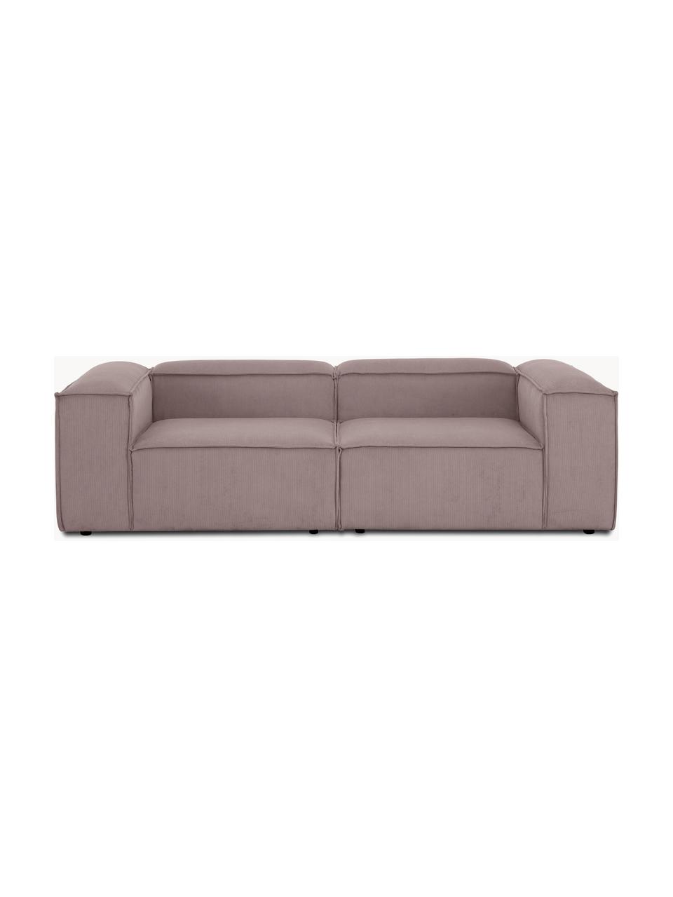 Modulares Sofa Lennon (3-Sitzer) aus Cord, Bezug: Cord (92 % Polyester, 8 %, Gestell: Massives Kiefernholz, Spe, Füße: Kunststoff Dieses Produkt, Cord Taupe, B 238 x T 119 cm