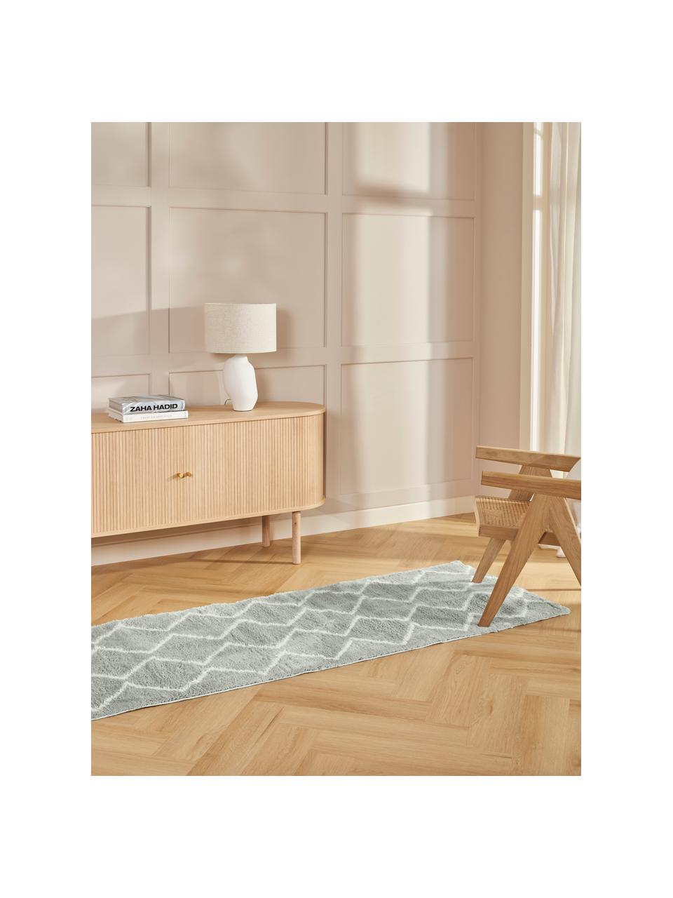 Hochflor-Läufer Velma in Grau/Creme, Flor: 100% Polypropylen, Grau, Cremeweiss, B 80 x L 250 cm