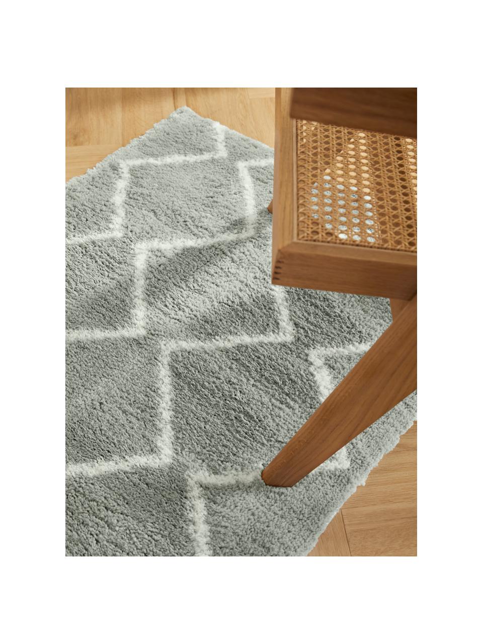 Tapis de couloir moelleux à poils longs Velma, Gris, blanc crème, larg. 80 x long. 250 cm