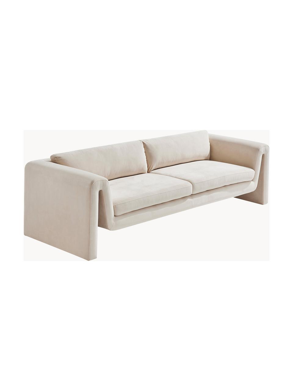 Sillón de terciopelo Mika (3 plazas), Tapizado: 100 % poliéster, Estructura: madera de pino con certif, Terciopelo beige, An 240 x F 88 cm