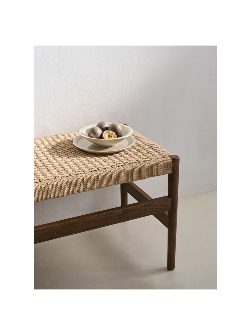 Banc en bois de chêne Zaide, Beige, chêne foncé, larg. 120 x prof. 45 cm