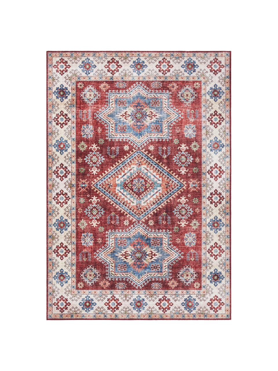 Alfombra Gratia, estilo vintage, Rojo rubí, azul, An 200 x L 290 cm (Tamaño L)