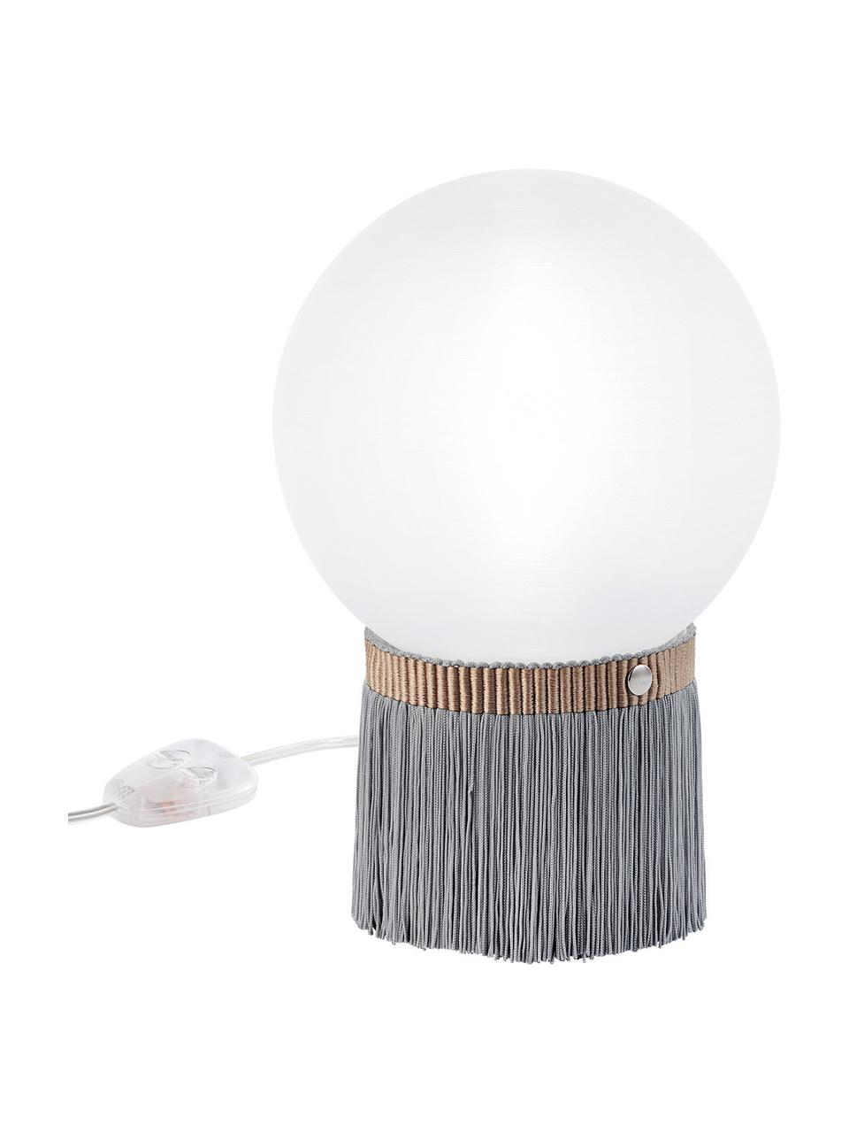 Lámpara de mesa regulable pequeña Atmosfera Fringe, Pantalla: metacrilato, Opalflex, Cable: plástico, Gris, blanco, An 20 x Al 30 cm