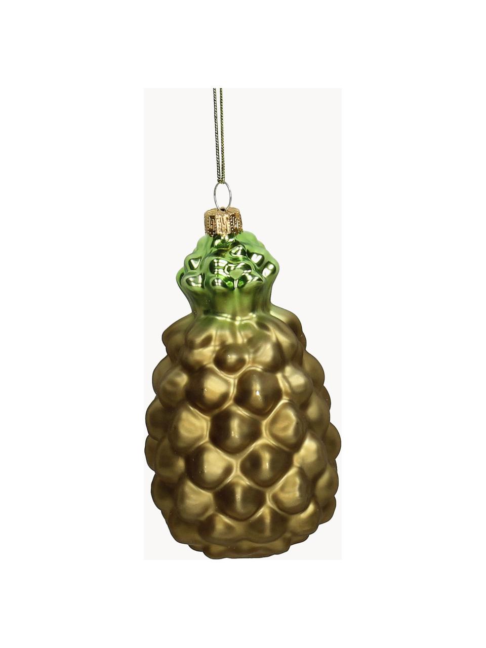 Baumanhänger Pineapple, Glas, Goldfarben, Mehrfarbig, B 5 x H 11 cm