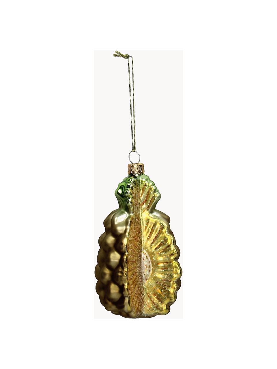 Kerstboomhanger Pineapple, Glas, Geel, goudkleurig, groen, B 5 x H 11 cm