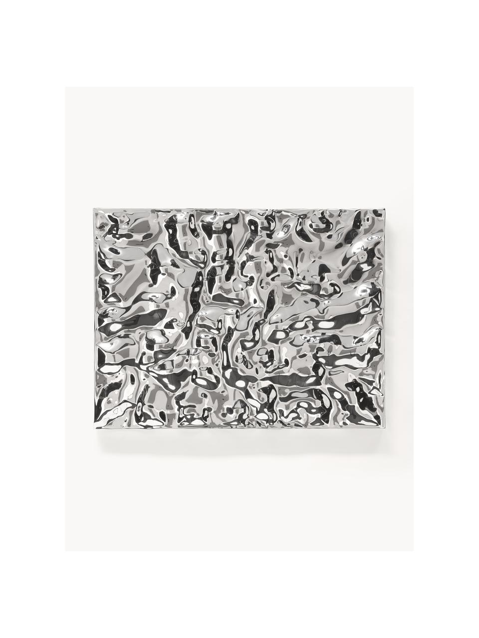 Wandobject Splash met een gehamerd oppervlak, Aluminium, gepolijst, gelakt, Zilverkleurig, B 60 x H 80 cm
