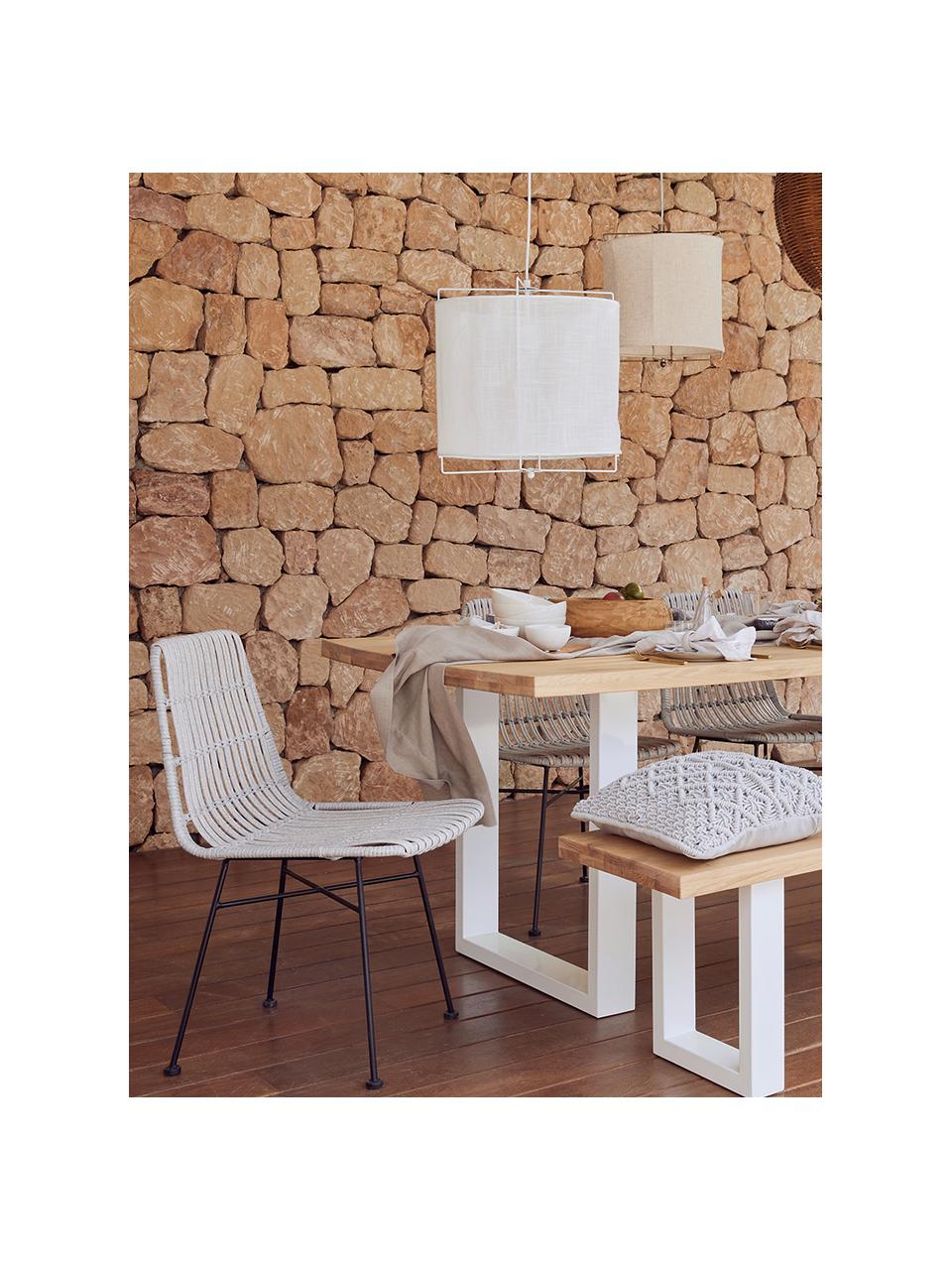 Table en bois massif Oliver, Chêne sauvage, blanc