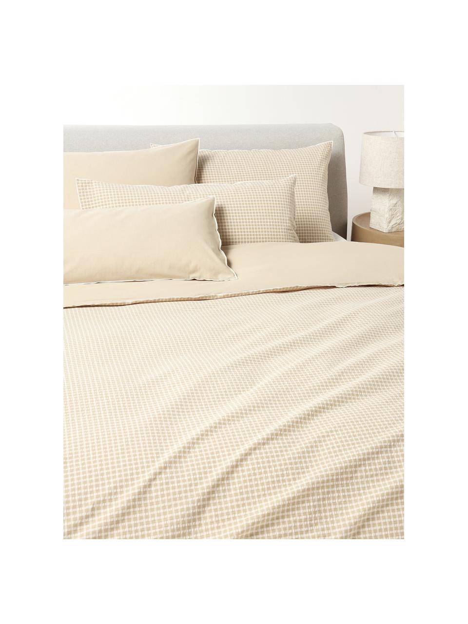 Funda nórdica de sirsaca Davey, Beige, blanco, Cama 90 cm (155 x 220 cm)