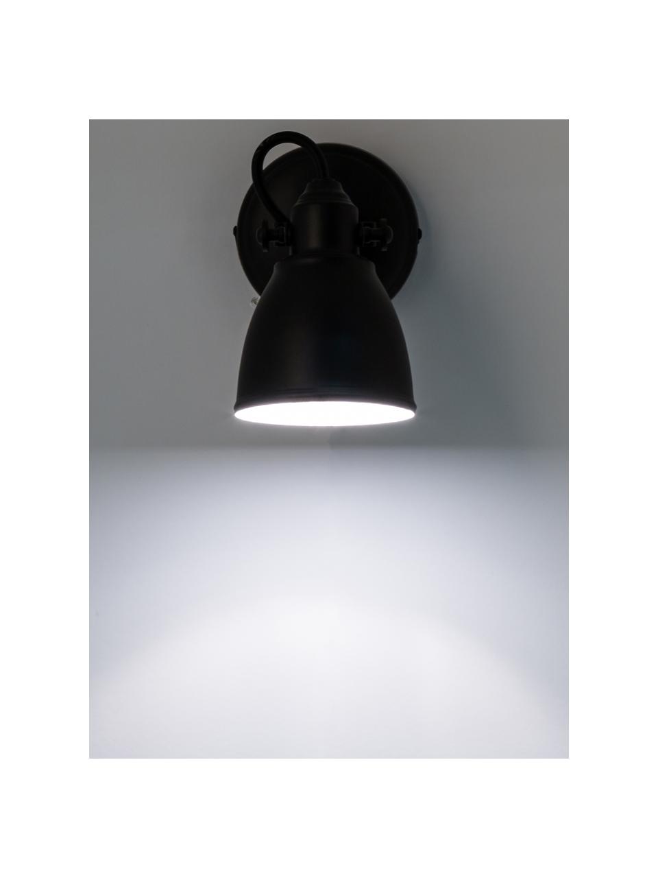 Verstelbare wandlamp Fjallbacka met stekker in zwart, Lampenkap: gecoat metaal, Zwart, D 20 x H 17 cm