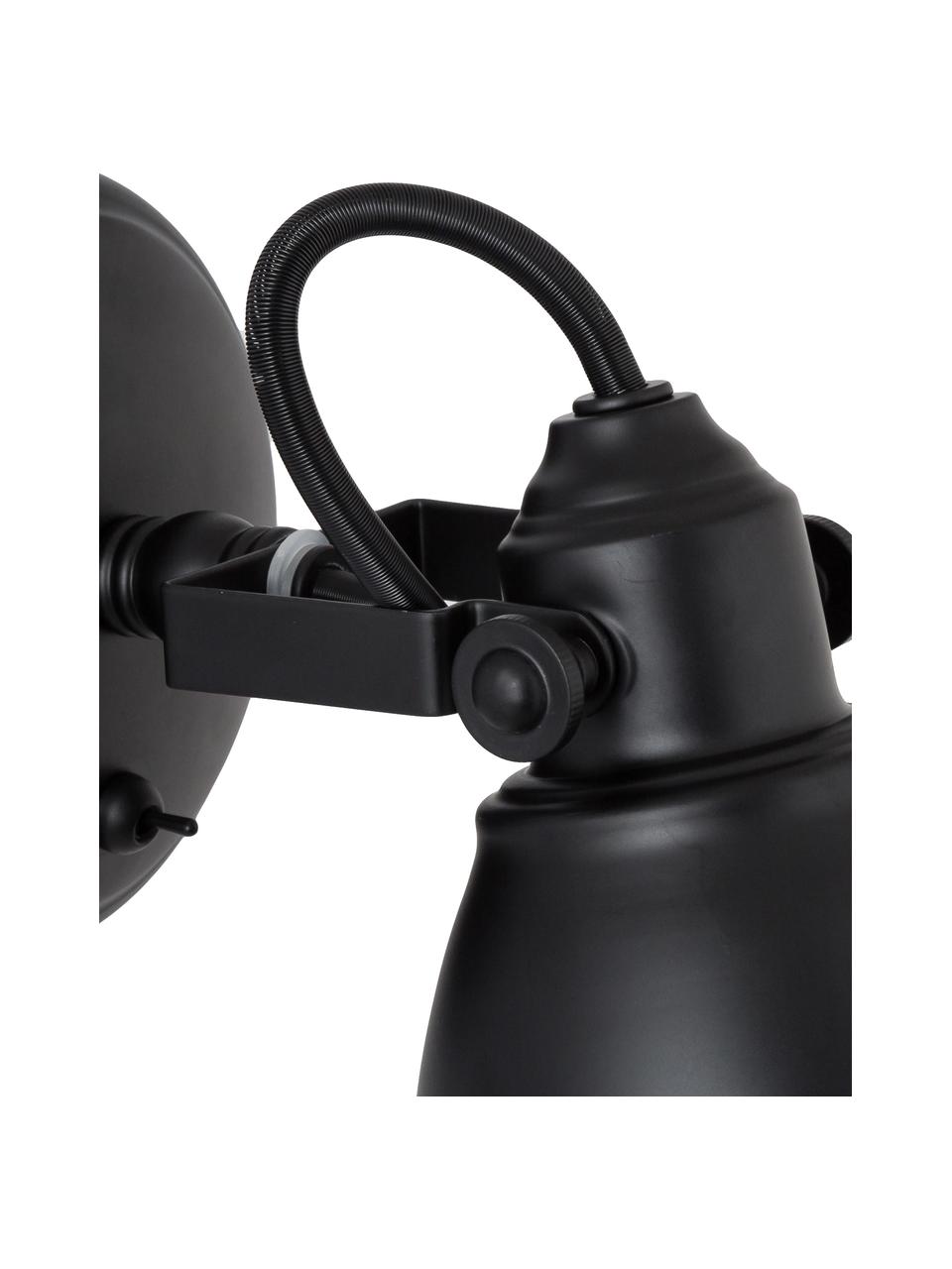Aplique orientable Fjallbacka, con enchufe, Pantalla: metal recubierto, Cable: plástico, Negro, F 20 x Al 17 cm