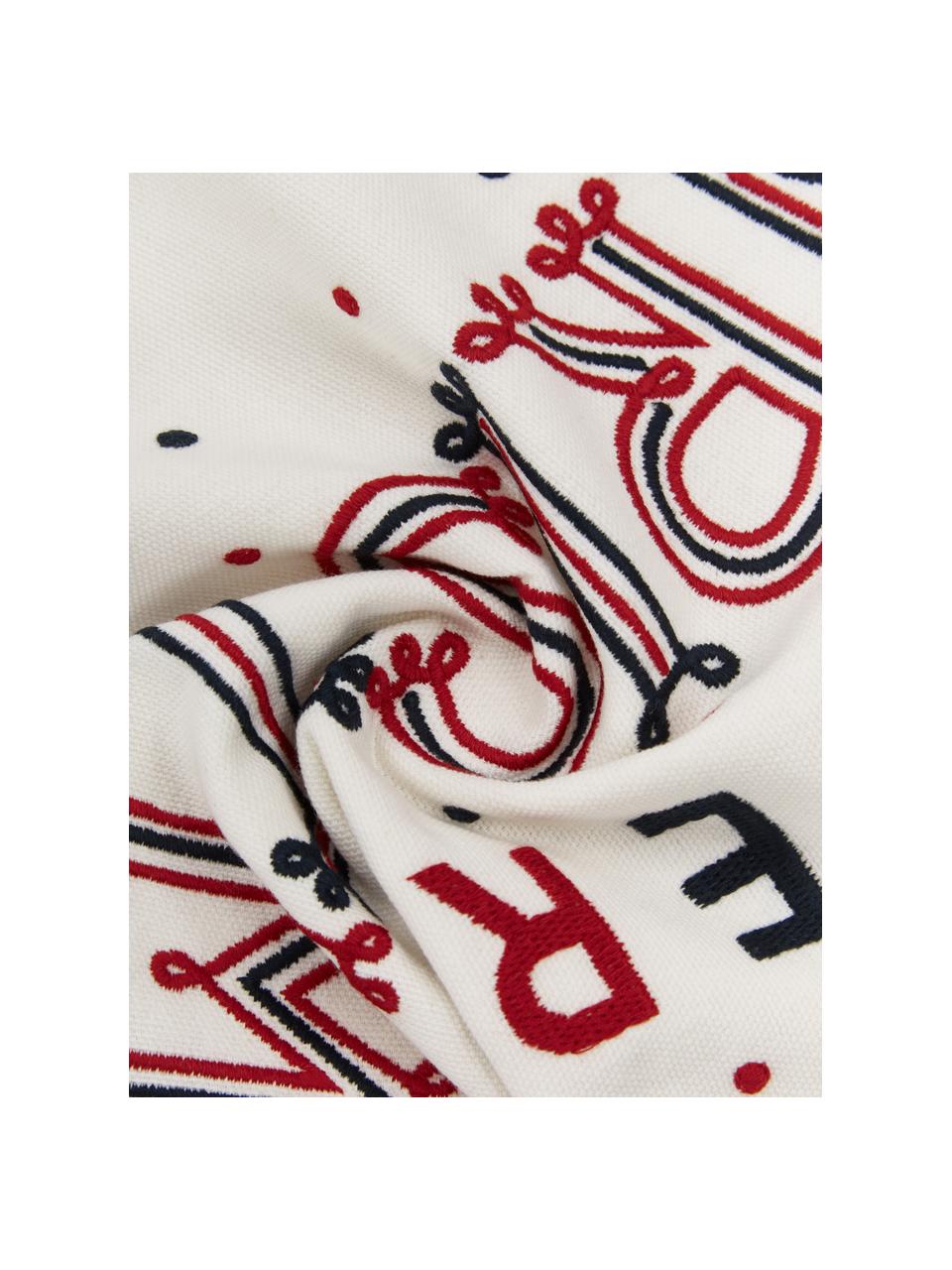 Funda de cojín bordada navideña Fenna, 100% algodón, Blanco crema, rojo, negro, An 30 x L 50 cm