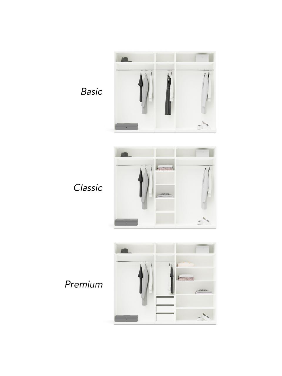 Modulaire draaideurkast Leon in wit, 250 cm breed, meerdere varianten, Frame: met melamine beklede spaa, Wit, Basis interieur, hoogte 200 cm
