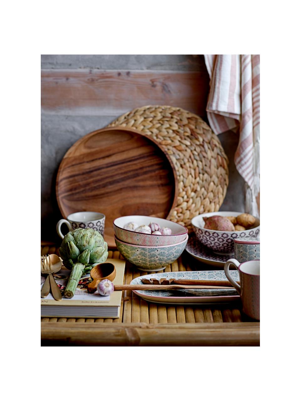 Sada servírovacích talířů Maya, 2 díly, Kamenina, Krémově bílá, zelená, fialová, růžová, D 35 cm, Š 16 cm