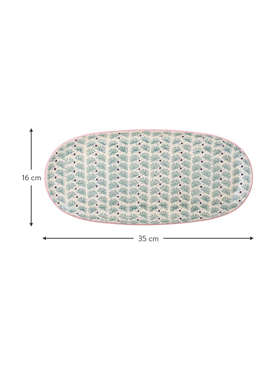 Sada servírovacích talířů Maya, 2 díly, Kamenina, Krémově bílá, zelená, fialová, růžová, D 35 cm, Š 16 cm