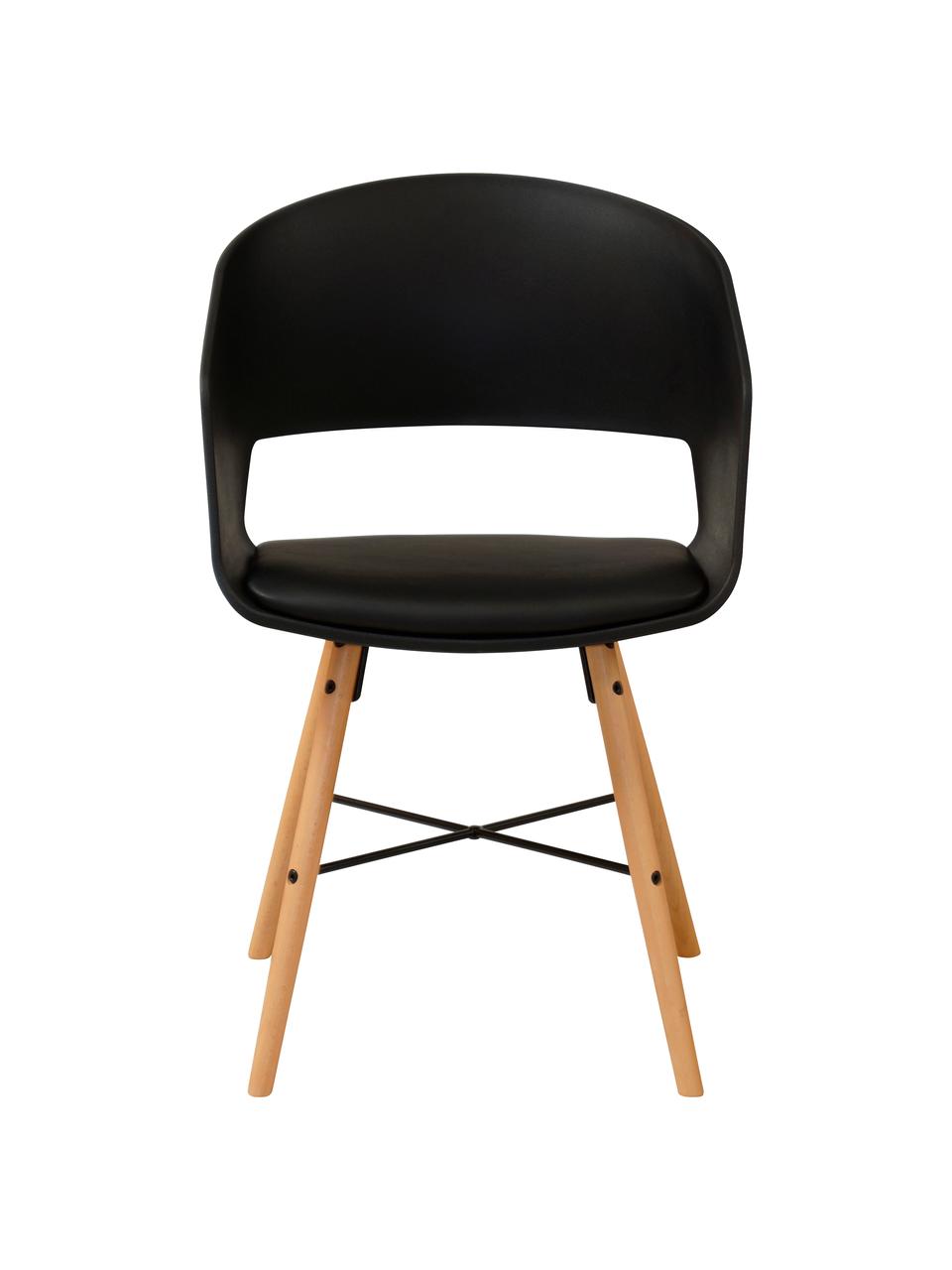 Sillas con reposabrazos Luna, 2 uds., Patas: madera de haya pintada, Negro, An 52 x Al 81 cm