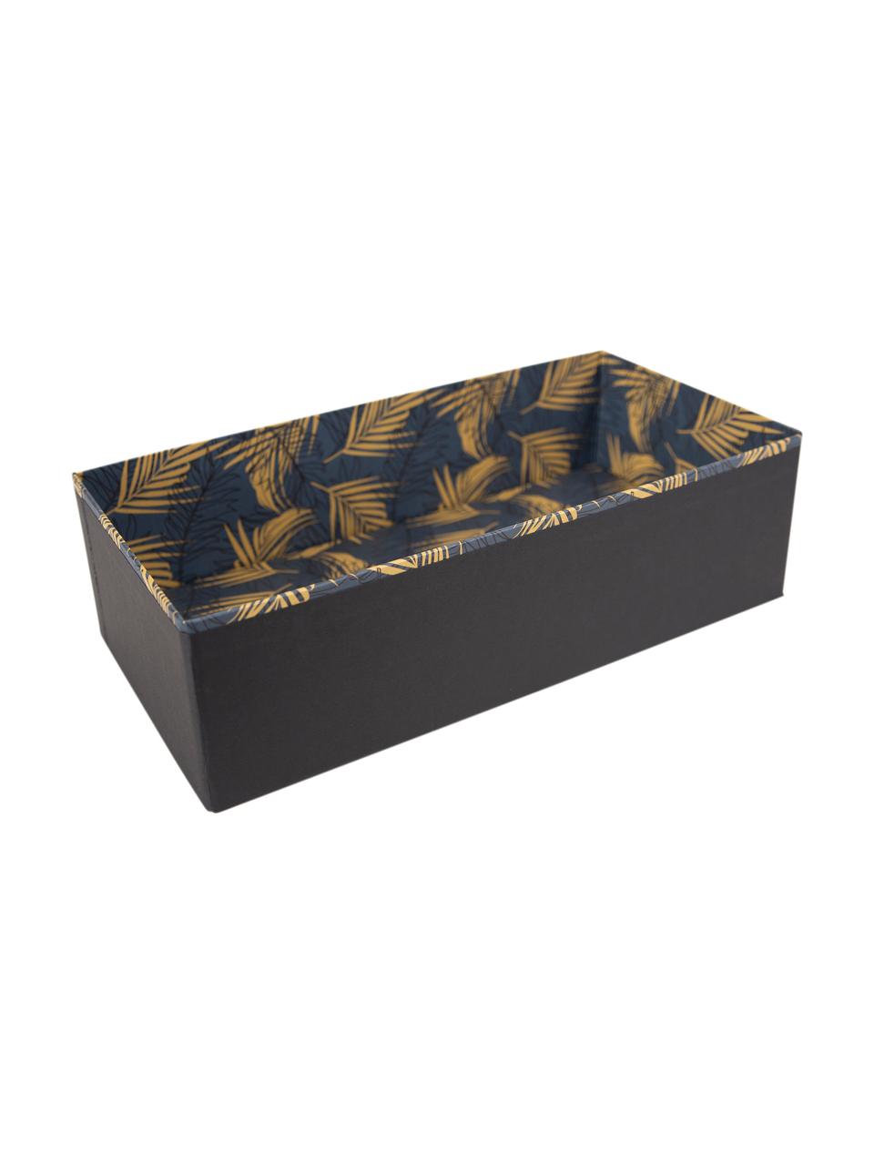 Úložný box Drawer, Pevná laminovaná lepenka, Zlatá, šedo-modrá, Š 36 cm, V 10 cm