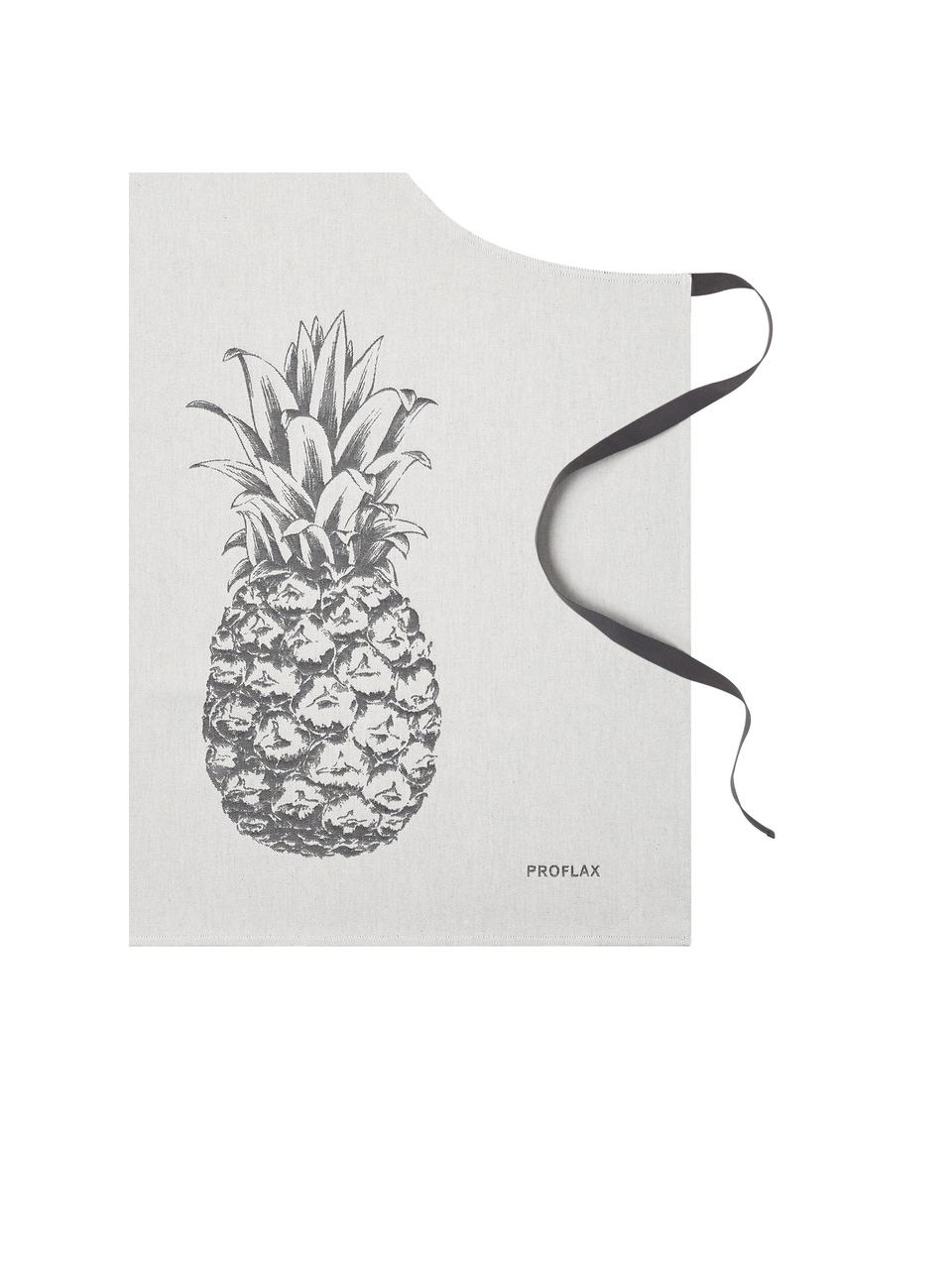 Baumwoll-Schürze Ananas, 100% Baumwolle, Grautöne, 80 x 80 cm