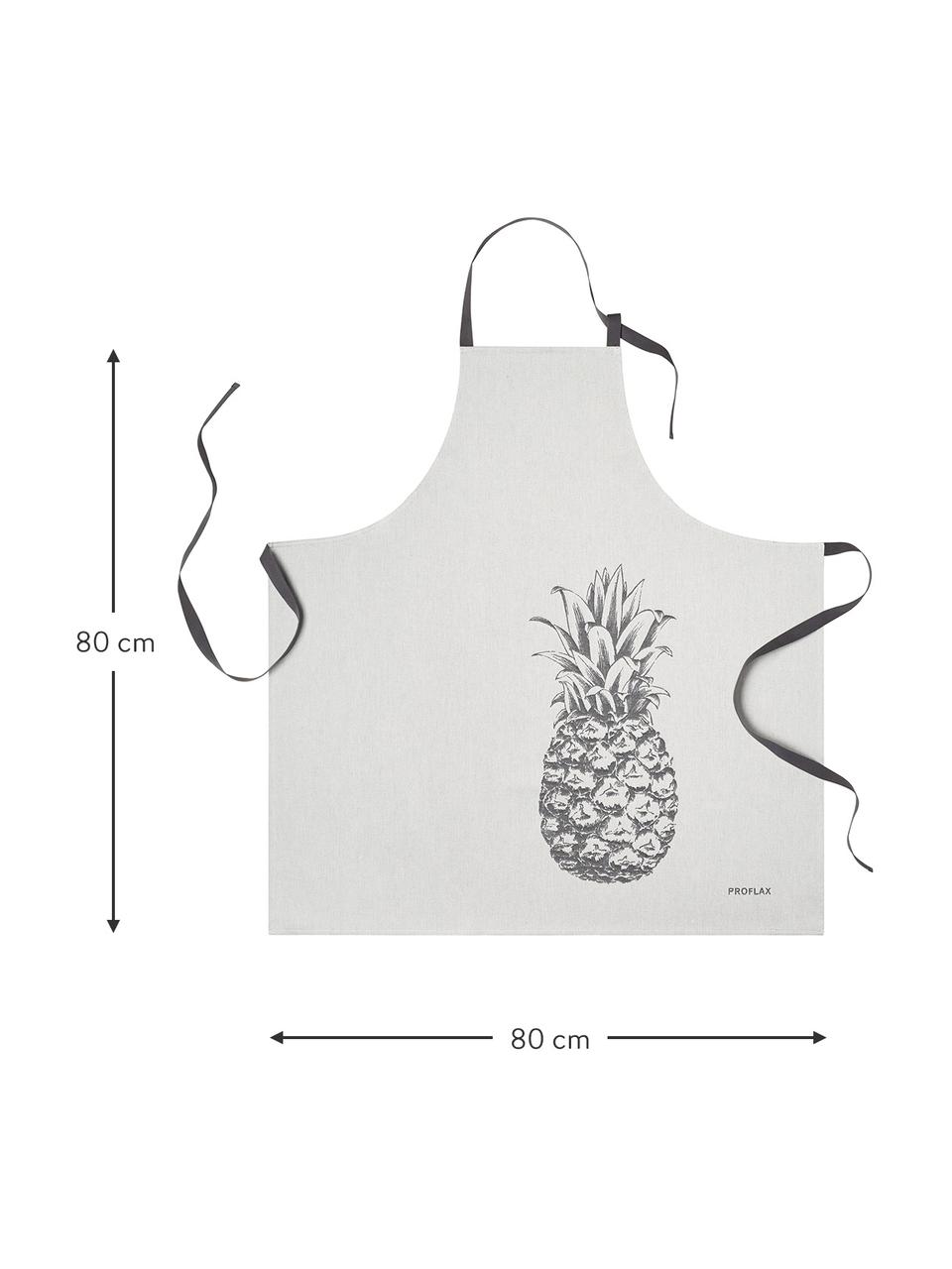 Baumwoll-Schürze Ananas, 100% Baumwolle, Grautöne, 80 x 80 cm