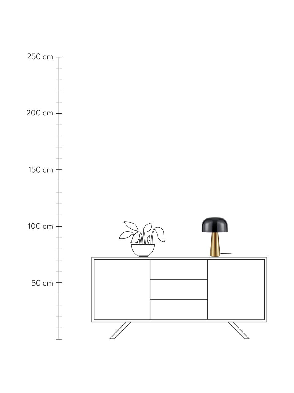 Lámpara de mesa pequeña Blanca, Pantalla: metal recubierto, Cable: cubierto en tela, Estructura: madera de roble, negro pintado Patas: dorado brillante cepillado, Ø 25 x Al 35 cm