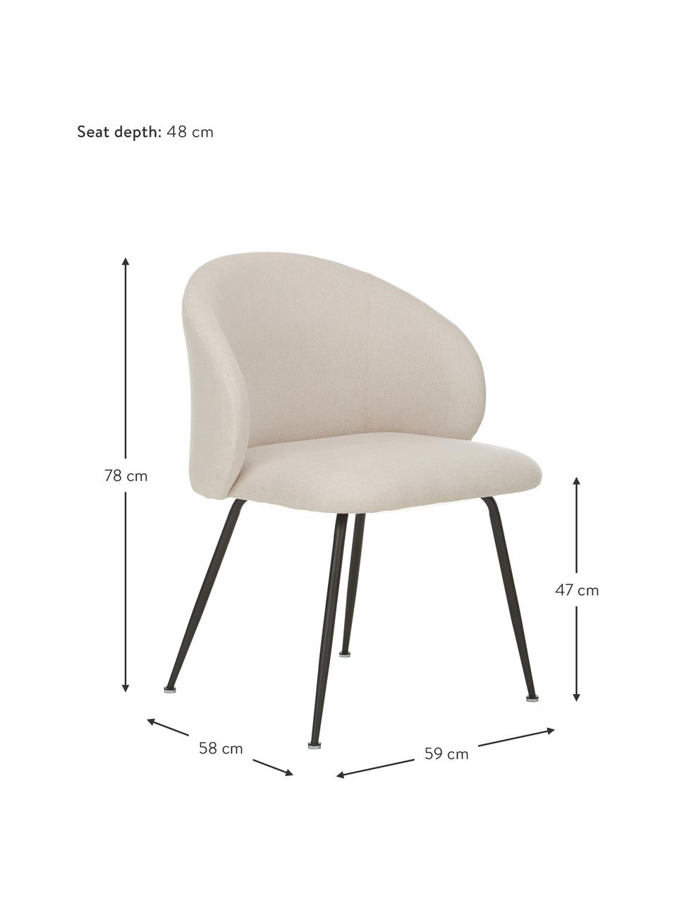Čalúnená stolička Luisa, 2 ks, Béžová, čierna, Š 59 x H 58 cm