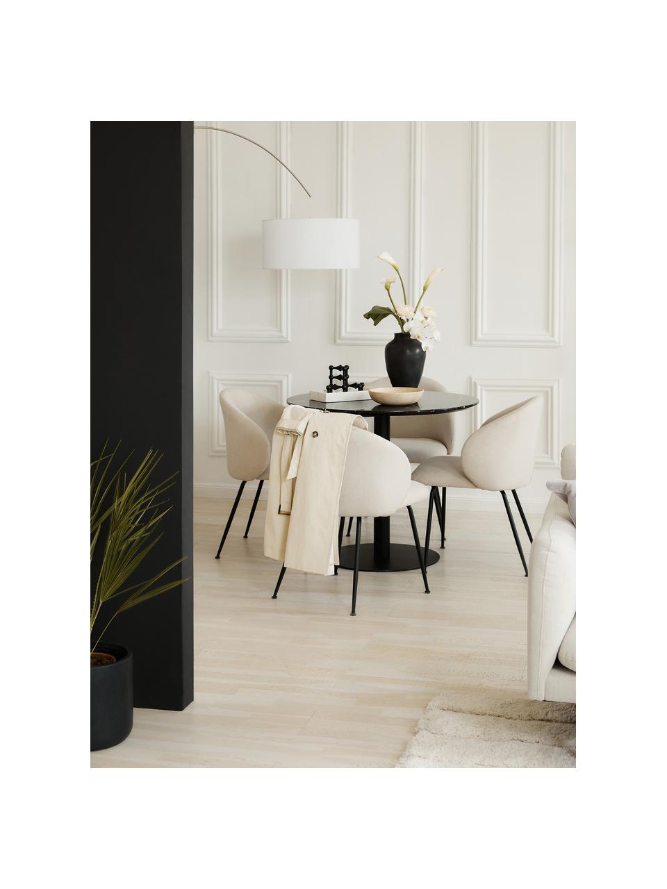 Gestoffeerde stoelen Luisa in beige, 2 stuks, Bekleding: 100% polyester, Poten: gepoedercoat metaal, Geweven stof beige, zwart, B 59 x D 58 cm