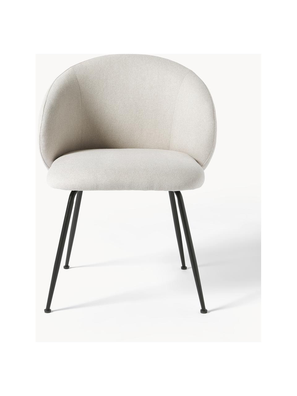 Gestoffeerde stoelen Luisa, 2 stuks, Bekleding: 100% polyester Met 20.000, Poten: gepoedercoat metaalkleuri, Geweven stof crèmewit, zwart, B 59 x D 58 cm