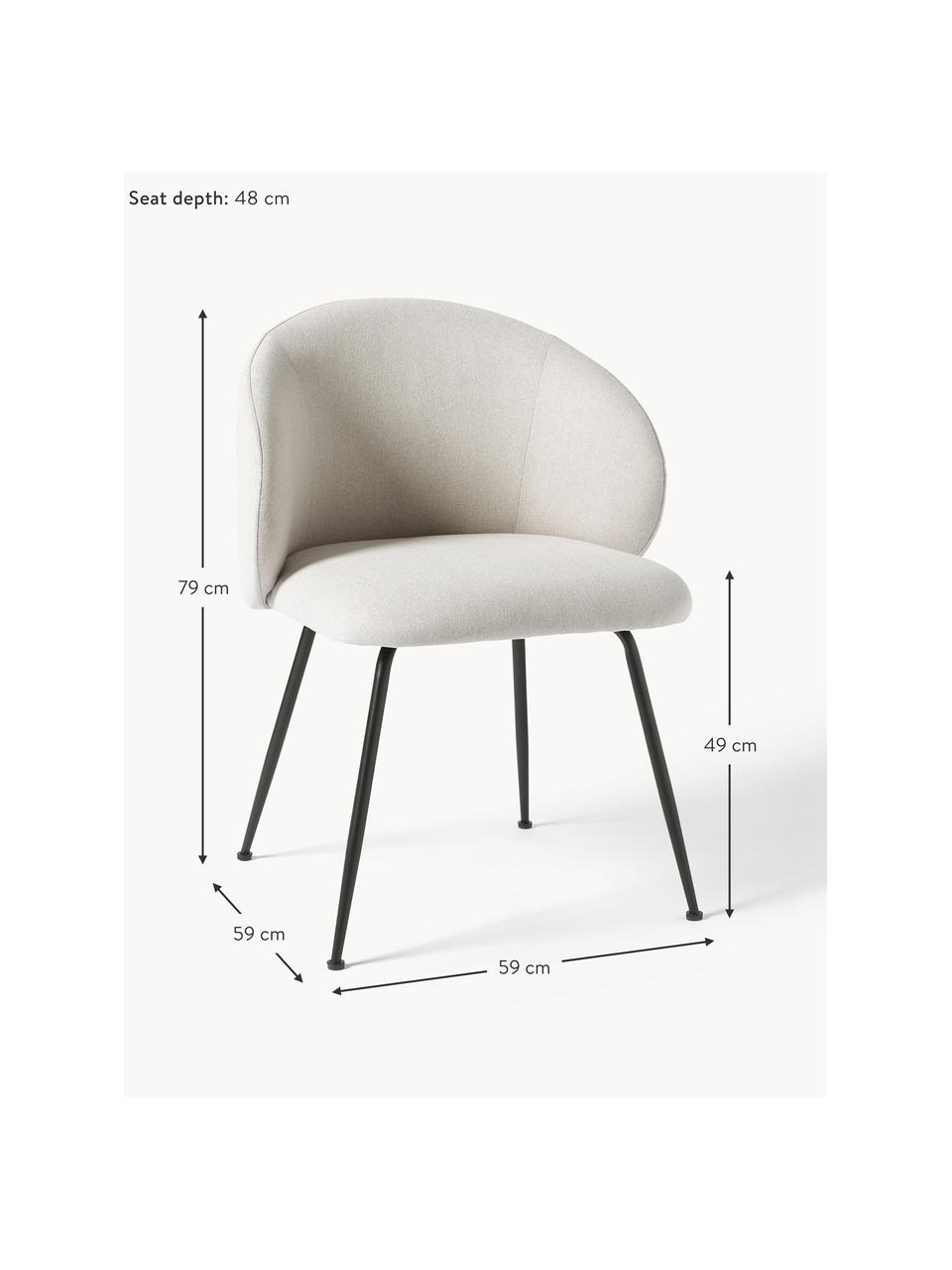 Polsterstühle Luisa, 2 Stück, Beine: Metall, pulverbeschichtet, Webstoff Cremeweiss, Schwarz, B 59 x T 59 cm