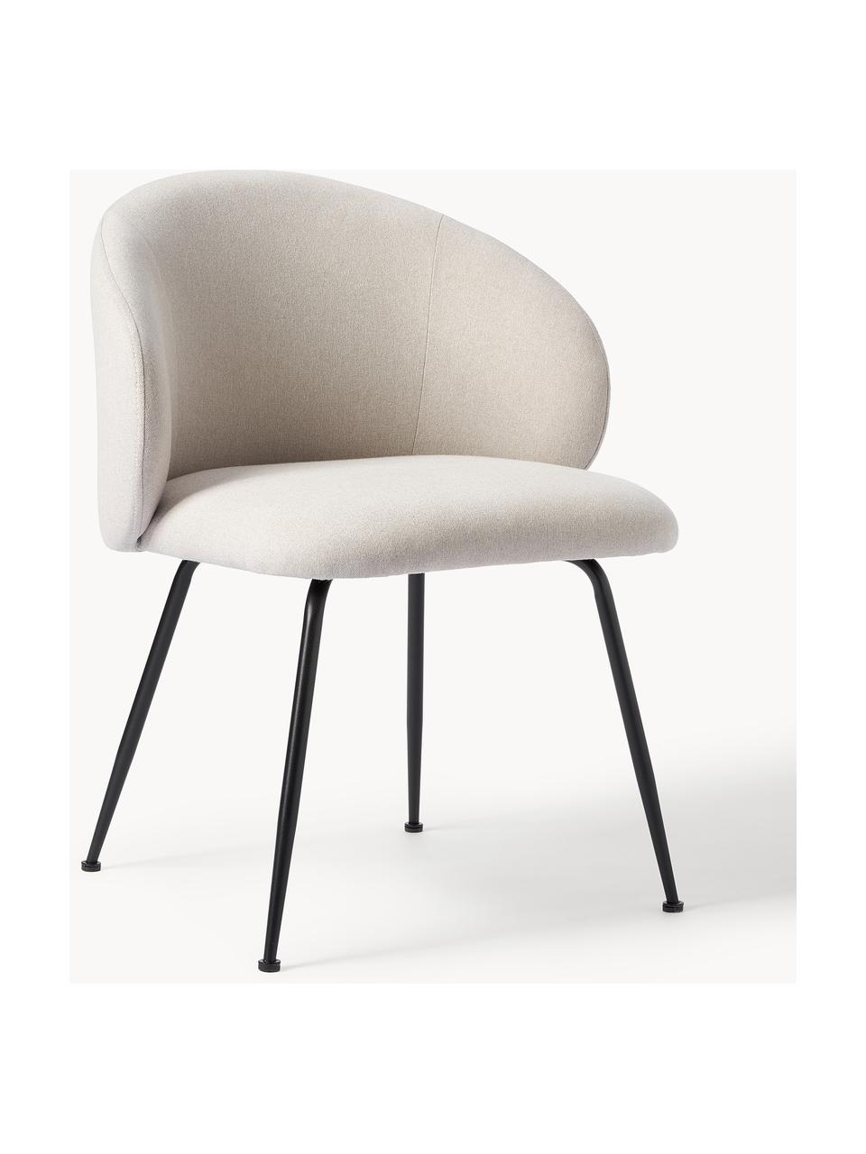 Gestoffeerde stoelen Luisa, 2 stuks, Bekleding: 100% polyester Met 20.000, Poten: gepoedercoat metaalkleuri, Geweven stof crèmewit, zwart, B 59 x D 58 cm