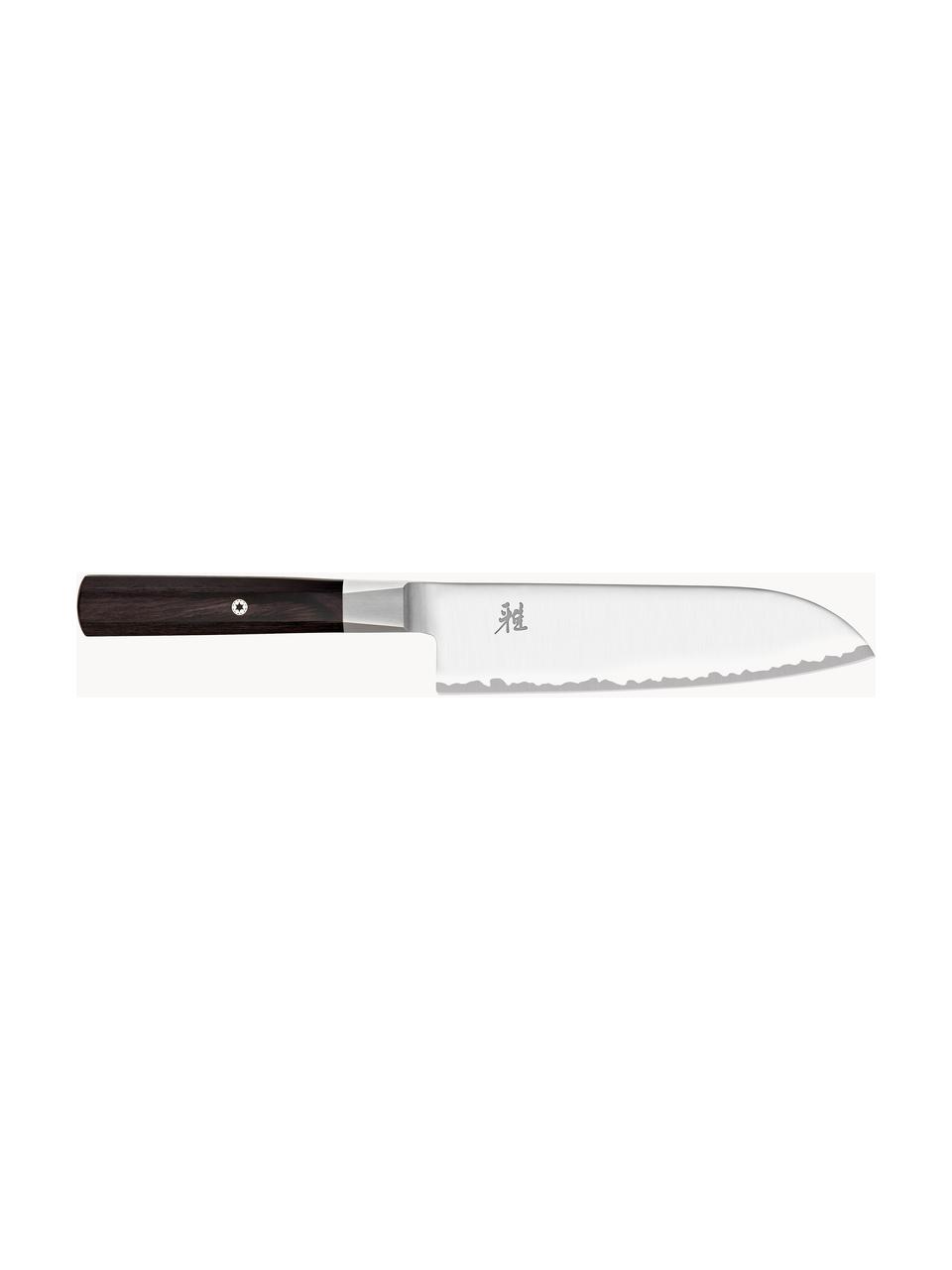 Nóż Santoku Miyabi, Odcienie srebrnego, ciemne drewno naturalne, D 33 cm