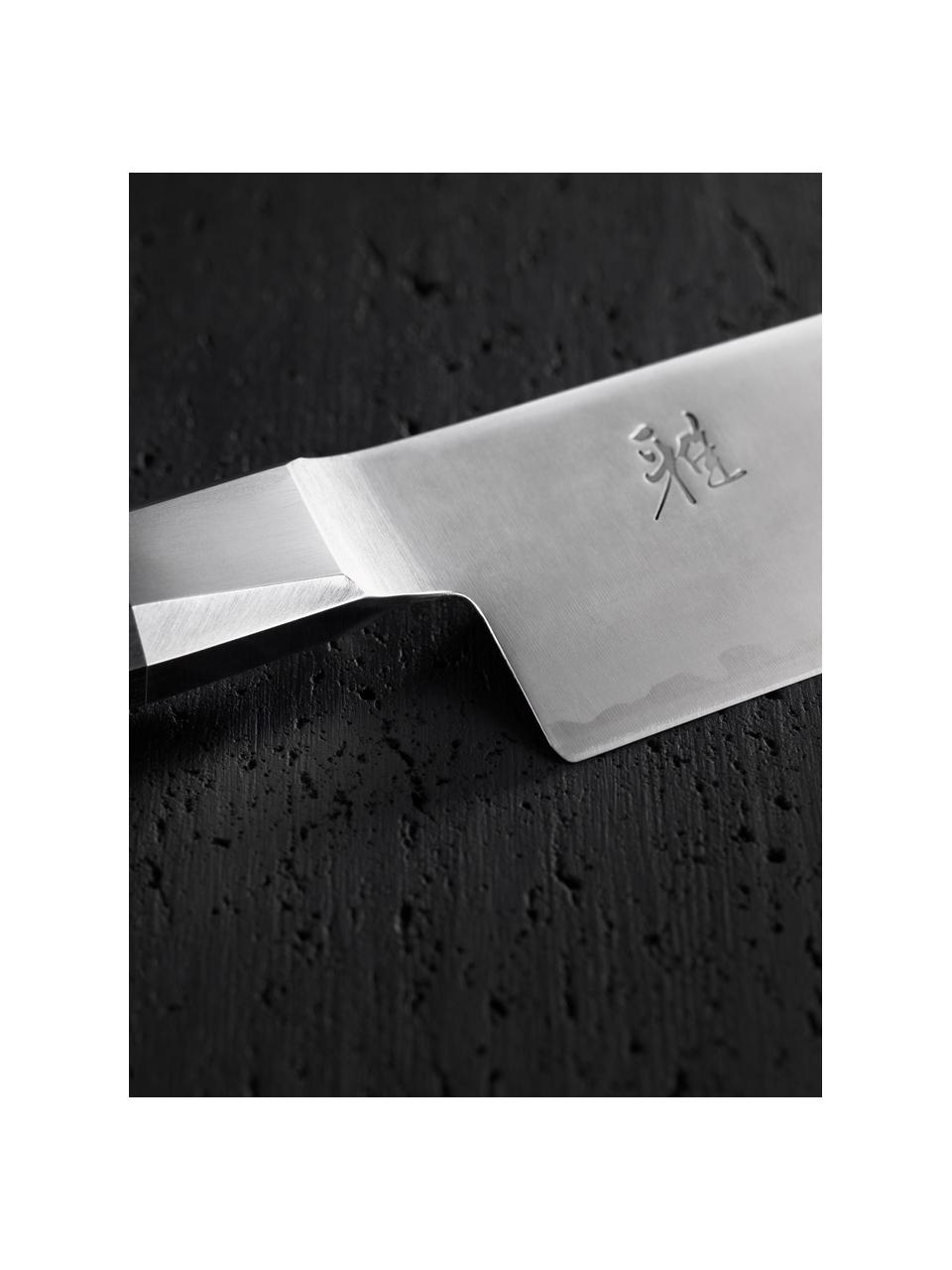 Nóż Santoku Miyabi, Odcienie srebrnego, ciemne drewno naturalne, D 33 cm