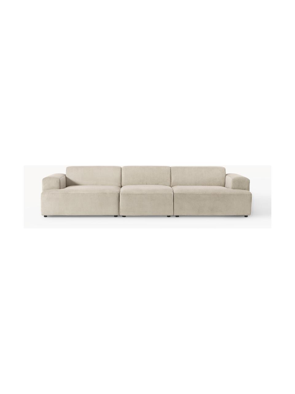 Cord-Sofa Melva (4-Sitzer), Bezug: Cord (92 % Polyester, 8 %, Gestell: Massives Kiefernholz, Spe, Füße: Kunststoff Dieses Produkt, Cord Hellbeige, B 319 x T 101 cm