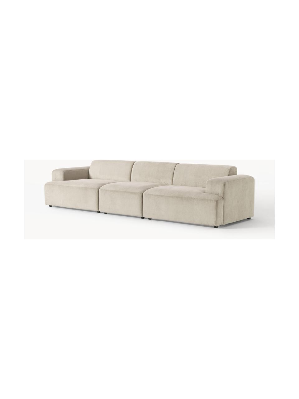 Cord-Sofa Melva (4-Sitzer), Bezug: Cord (92 % Polyester, 8 %, Gestell: Massives Kiefernholz, Spe, Füße: Kunststoff Dieses Produkt, Cord Hellbeige, B 319 x T 101 cm