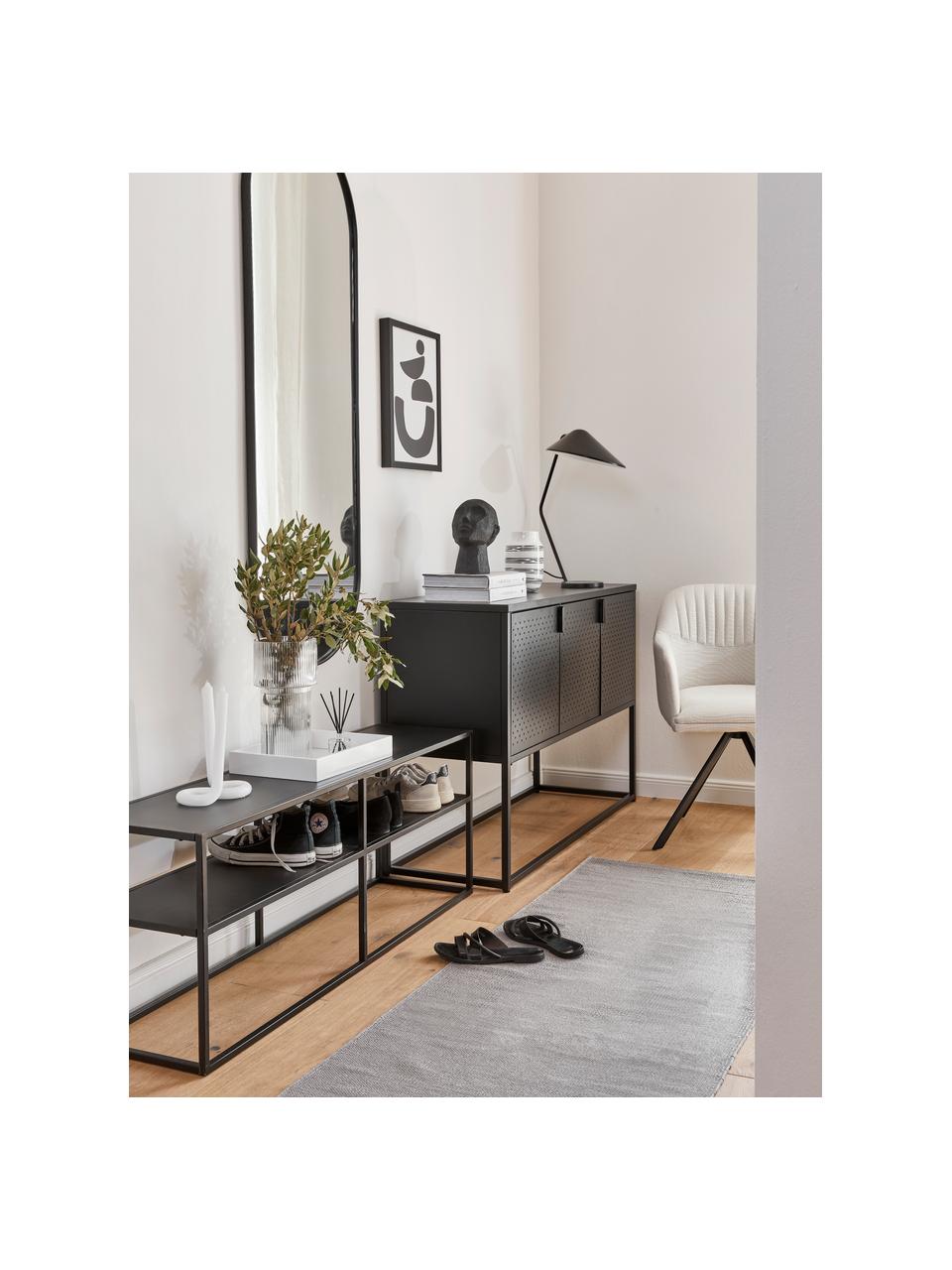 Credenza bassa in metallo Neptun, Metallo verniciato a polvere, Nero, Larg. 120 x Alt. 46 cm